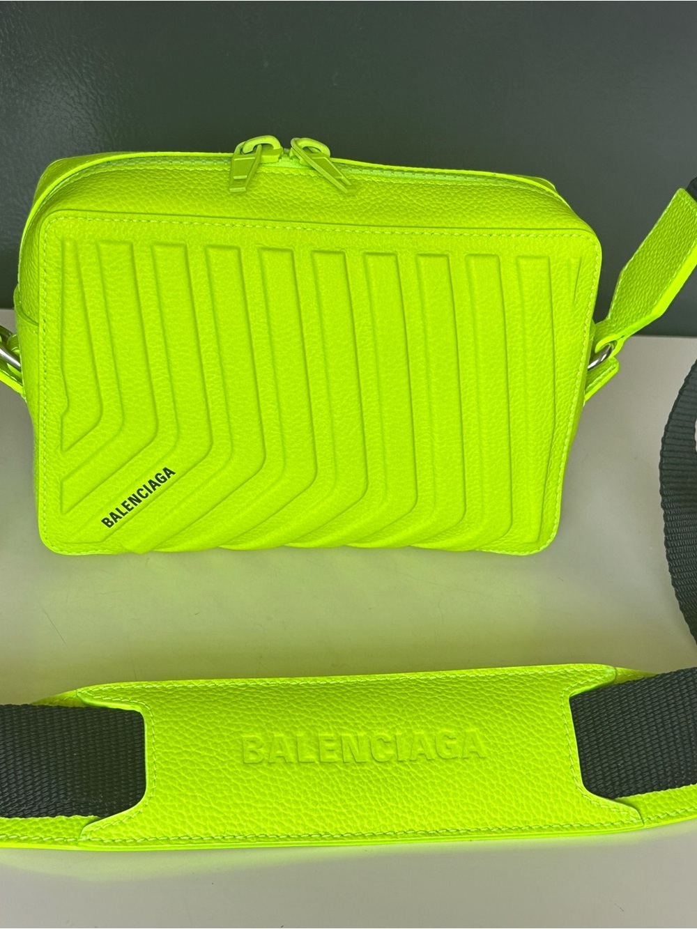 Balenciaga Neon Green Bag for Men Camera Crossbody bag